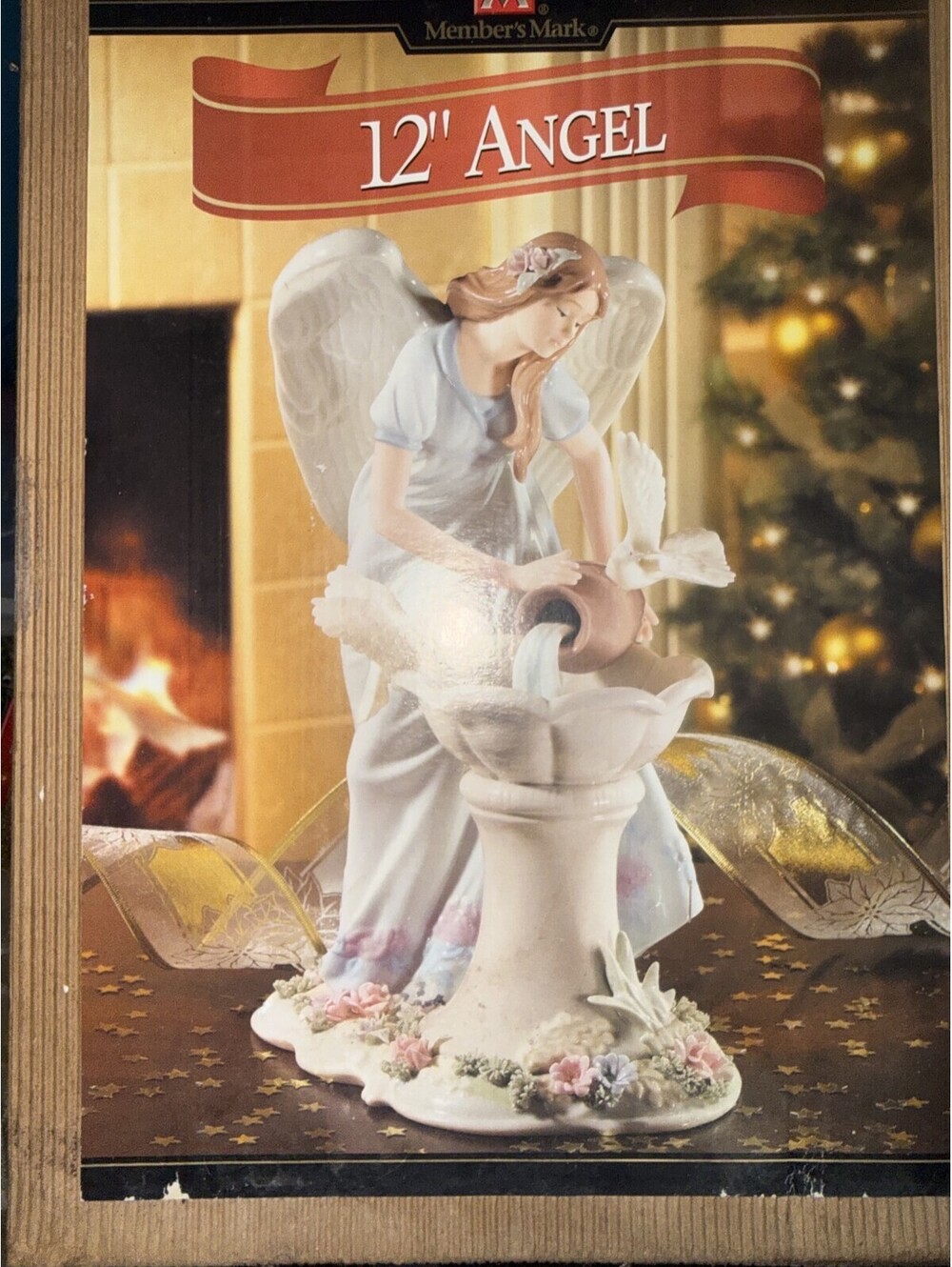 MEMBERS MARK 12" PORCELAIN "ANGEL WITH BIRD BATH''